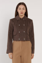 Load image into Gallery viewer, Devyn Wool Blend Cropped Jacket - Chocolate