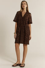 Load image into Gallery viewer, Elara Broderie Shirt Dress - Chocolate