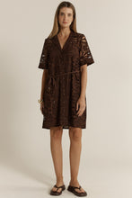 Load image into Gallery viewer, Elara Broderie Shirt Dress - Chocolate