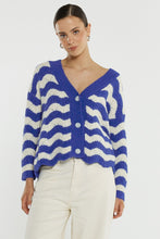Load image into Gallery viewer, Etta Wavy Stripe Cardi - Cream Blue