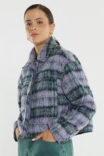 Load image into Gallery viewer, Zoe Cropped Coat - Purple Check