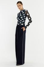 Load image into Gallery viewer, Pammie Seamed Mesh Top - Navy Spot
