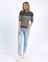 Load image into Gallery viewer, Sydney Knit Top - Charcoal/Oat Stripe