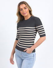 Load image into Gallery viewer, Sydney Knit Top - Charcoal/Oat Stripe