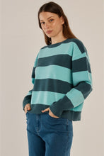 Load image into Gallery viewer, Leonie Knit Sweater - Teal Green/Blue Stripe