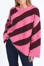 Load image into Gallery viewer, Sage Diagonal Stripe Knit - Pink/Merlot