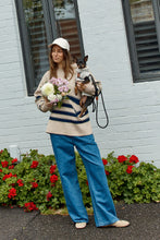 Load image into Gallery viewer, Camryn Sweater - Navy/Cream/Gold Stripe
