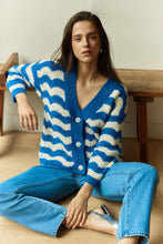 Load image into Gallery viewer, Etta Wavy Stripe Cardi - Cream Blue
