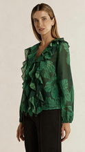 Load image into Gallery viewer, Lynn Ruffle Blouse - Evergreen