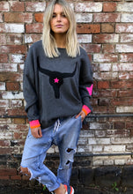 Load image into Gallery viewer, Charcoal Slouchy Waffle Top