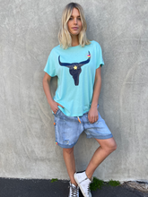 Load image into Gallery viewer, Summer Bull Tee - Aqua