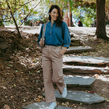 Load image into Gallery viewer, Sophie Half Button Shirt - Mid Blue Wash