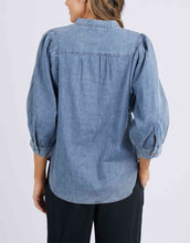 Load image into Gallery viewer, Sophie Half Button Shirt - Mid Blue Wash