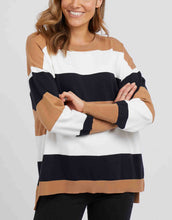Load image into Gallery viewer, Hallie Stripe Knit - Navy/Butterscotch/White