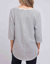 Load image into Gallery viewer, Layer Me Scoop V Tee - White & Navy Stripe