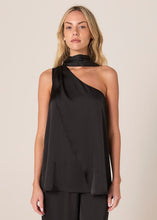 Load image into Gallery viewer, Dahlia Satin One Shoulder Top - Bronze &amp; Black

