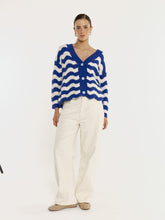 Load image into Gallery viewer, Etta Wavy Stripe Cardi - Cream Blue
