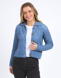Clover Knit Cardi - Coronet Blue