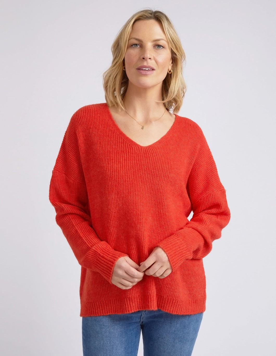 Verity V Neck Knit - Tangello