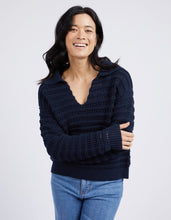 Load image into Gallery viewer, Linden Open Collar Knit - Navy
