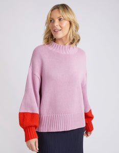 Louie Mock Neck Knit - Peony Pink & Tangello