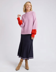 Louie Mock Neck Knit - Peony Pink & Tangello