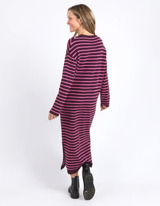 Tess Stripe Knit Dress - Merlot /Pink
