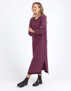 Tess Stripe Knit Dress - Merlot /Pink