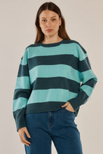 Load image into Gallery viewer, Leonie Knit Sweater - Teal Green/Blue Stripe
