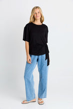 Load image into Gallery viewer, Knot Tee - White/Navy Stripe &amp; Black
