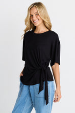 Load image into Gallery viewer, Knot Tee - White/Navy Stripe &amp; Black
