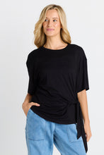 Load image into Gallery viewer, Knot Tee - White/Navy Stripe &amp; Black
