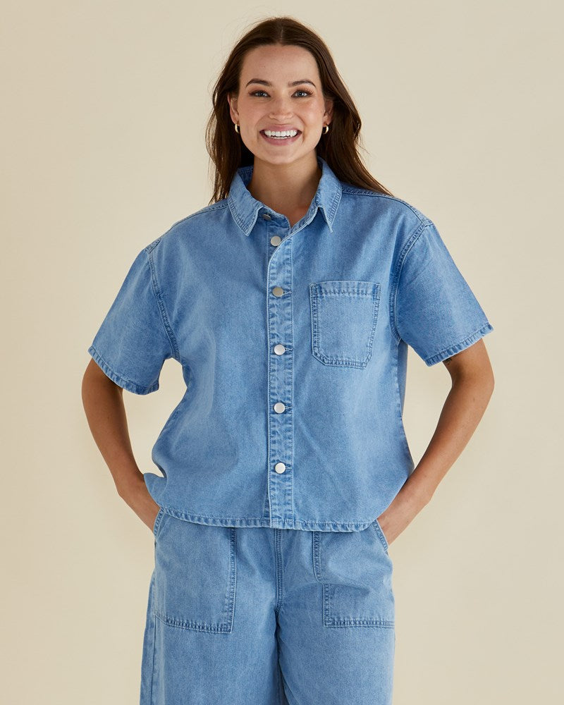 Saffra Short Sleeve Denim Shirt