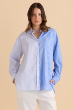 Load image into Gallery viewer, Stevie Shirt - Blue Stripe Contrast
