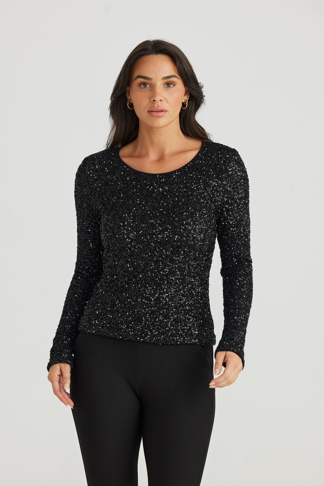 Dazzle Top - Black Sequin