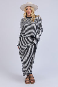 Rosie Stripe Skirt - Navy/White