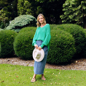 Rachele V Neck Knit -Greenbriar
