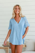 Load image into Gallery viewer, Broderie Anglaise Shirt - Sky Blue
