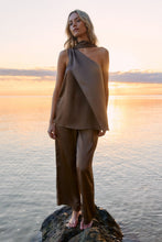 Load image into Gallery viewer, Dahlia Satin One Shoulder Top - Bronze &amp; Black
