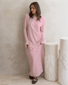 Alma Dress- White/Red