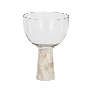 Fiva Glass/Marble Footed Bowl 15x20cm