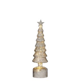 LED Glass Tree w/Star 9x35cm Silver
