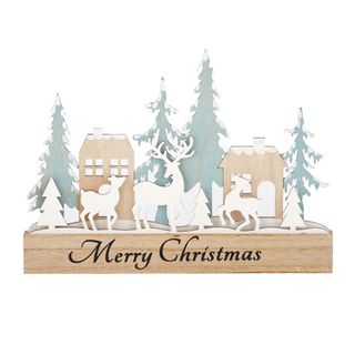Christmas Scene Sign Wood 28x20cm