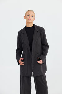 Serena Blazer - Black Pinstripe