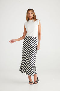 Carrington Skirt - Midnight Stripe
