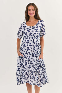 Cotton Dress - Bluebell & White