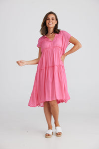 Village Dress - Hot Pink