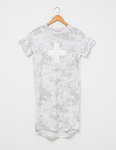 Camo White Cross T-Shirt Dress