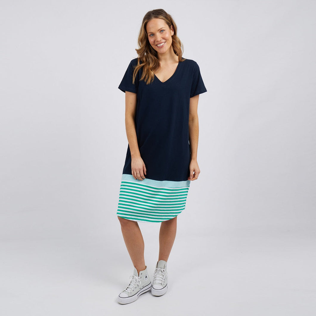 Draw the Line Tee Dress - Navy