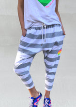 Load image into Gallery viewer, Stripe Jersey Pant - Grey &amp; White
